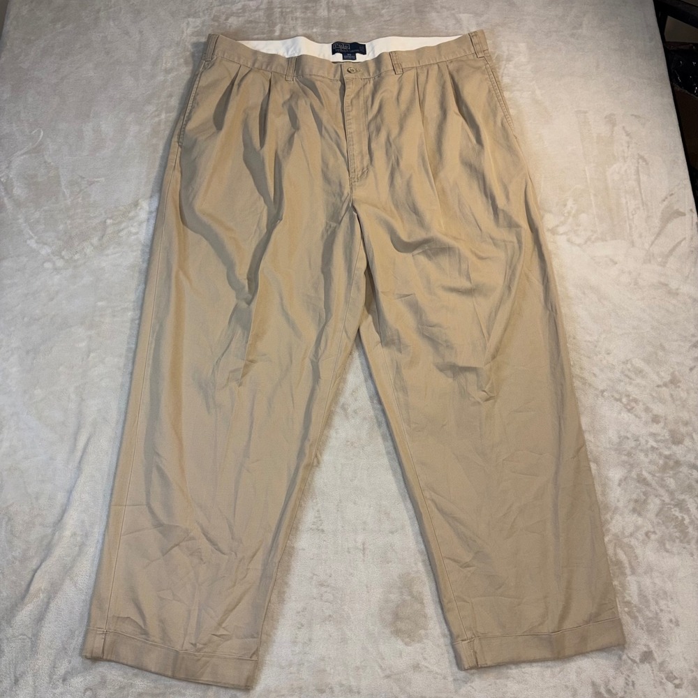 Polo Ralph Lauren Hammond Pant Mens 44x30 Khaki Tan Pleated Chino Big Tall